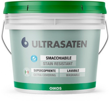 Oikos Ultrasaten Bianco Lucido глянсова акрилова фарба для внутрішніх робіт 10л